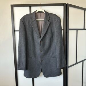 [M] Harry Rosen & Hugo Boss Vintage Wool & Kashmir Blue & Grey Tweed Suit Jacket